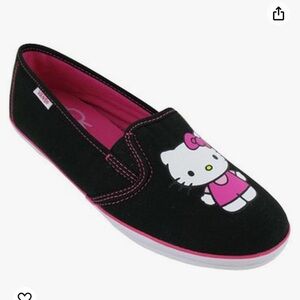 Vans x Hello Kitty Kalani Black Magenta Slip-On Sneakers Girls 3.5